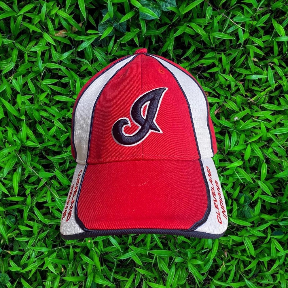 Retro Cleveland Indians Baseball MLB Red White Cotton Strapback Dad Cap Hat